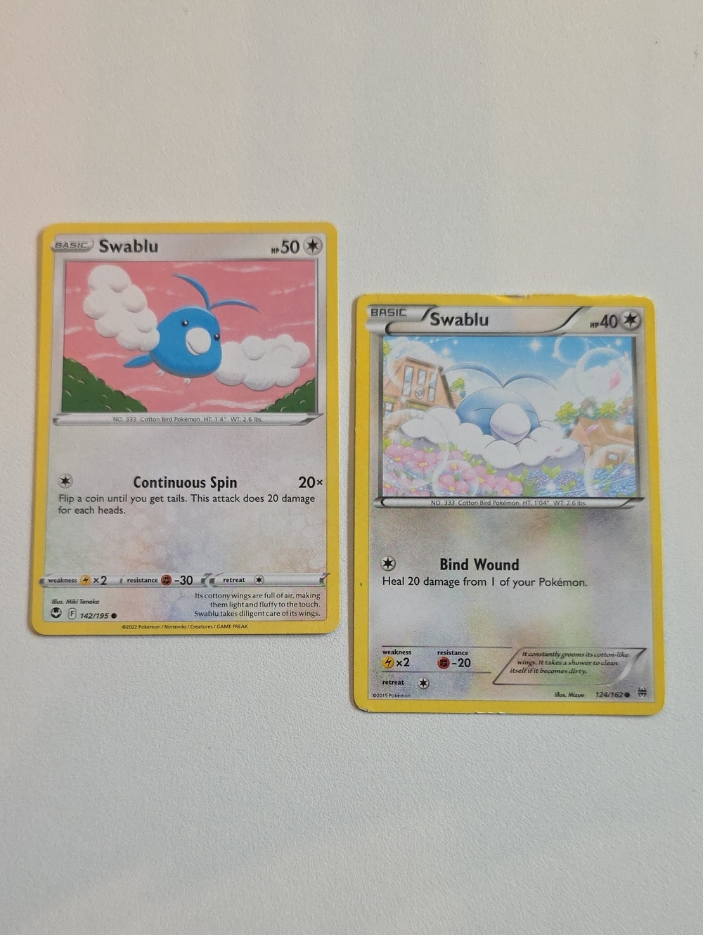 Pokemon Swablu Trading Cards